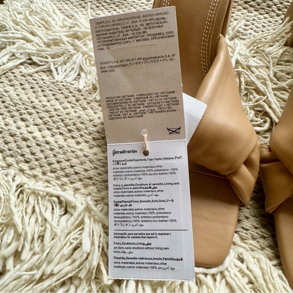 STRADIVARIUS Sandals Slip Ons NWT Size 9 Tan Puff - Picture 8 of 15
